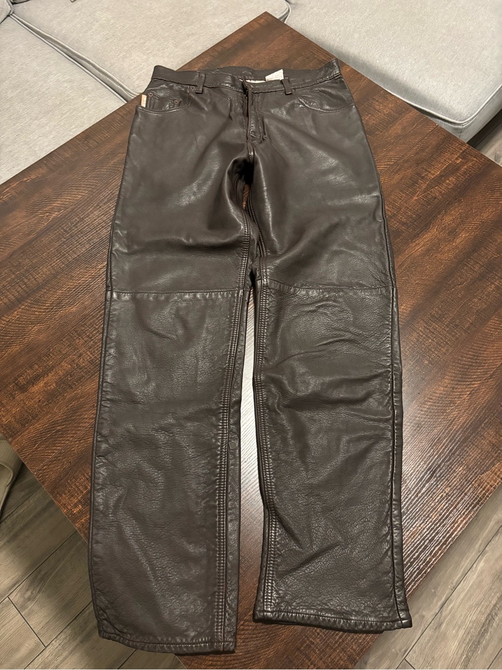 W2W Men's Relaxed Brown Leather Pants